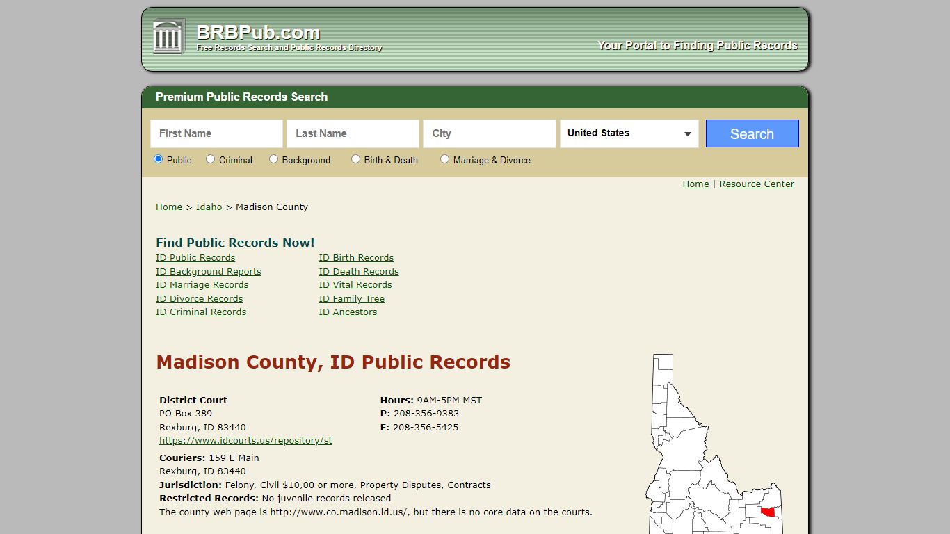 Madison County Public Records | Search Idaho Government Databases - BRB Pub