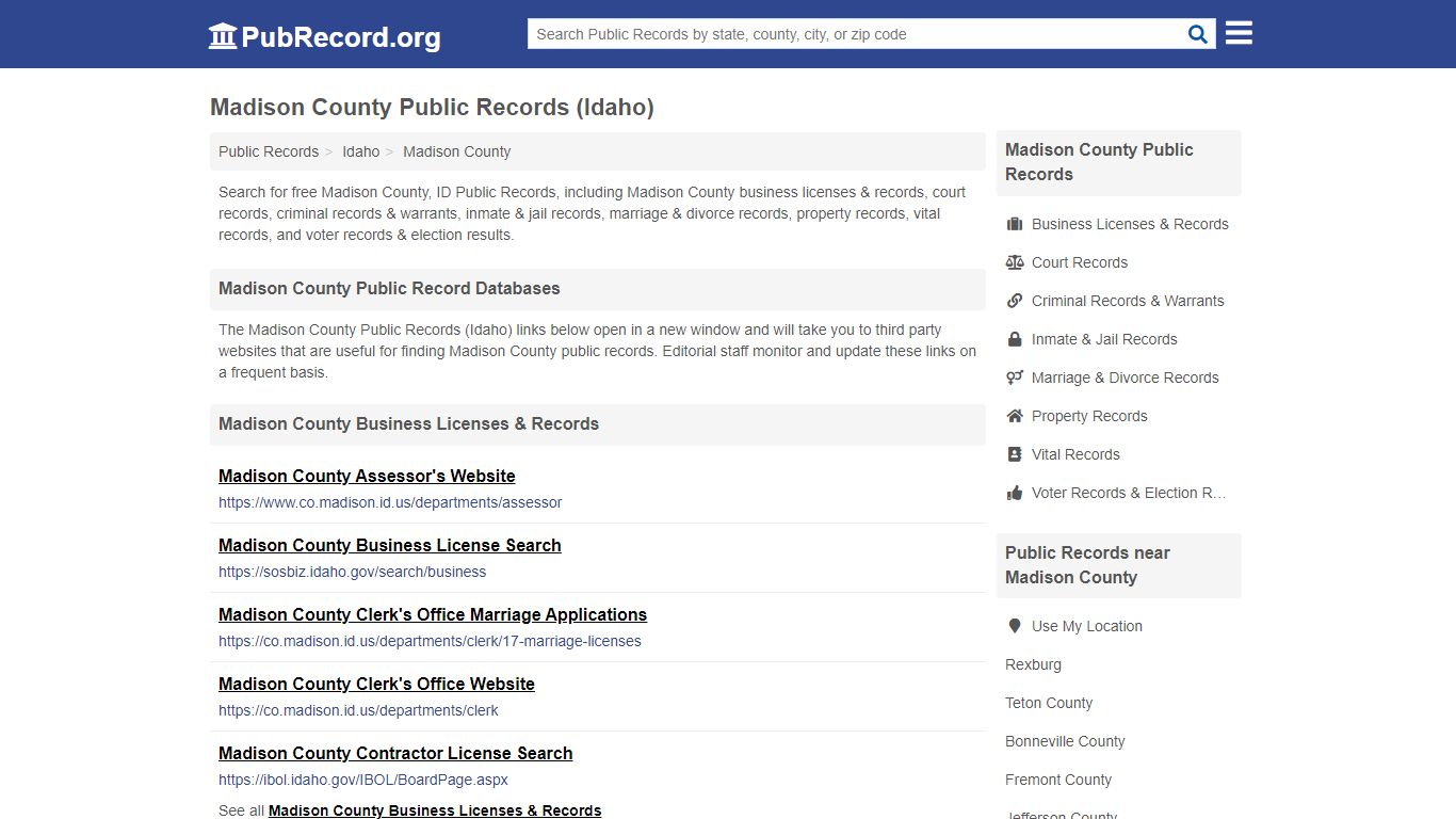 Free Madison County Public Records (Idaho Public Records) - PubRecord.org