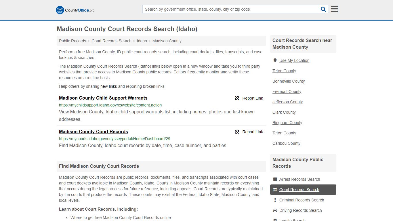 Madison County Court Records Search (Idaho) - County Office